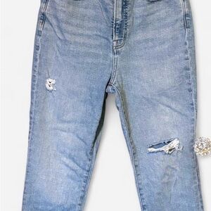 High Rise Light Blue Distressed Jeans